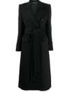 Dolce & Gabbana Double-breasted Woolen Cloth Belted Coat In Black