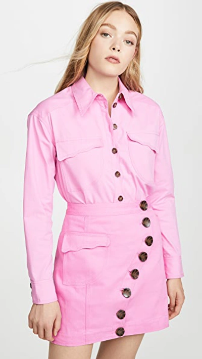 Acler Tana Denim Shirt In Pop Pink