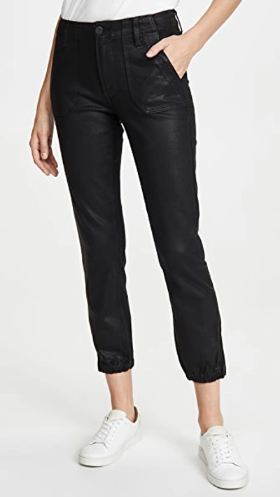 Paige Mayslie Joggers In Black Fog Luxe Coating
