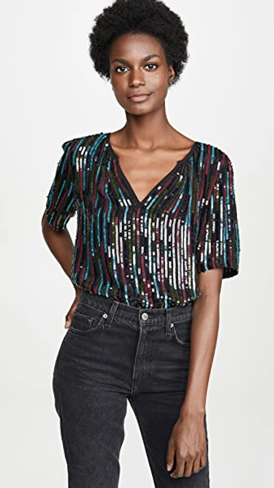 Velvet Nikky Sequined Top In Black
