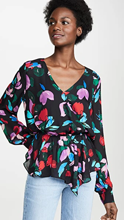 Parker Alyssa Printed Asymmetrical Blouse In Jeweled Floral