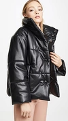 Nanushka Hide Quilted Padded Vegan Leather Jacket In Black