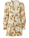 Dodo Bar Or Anatalya Metallic Floral Silk Velvet V-neck Dress In Crean