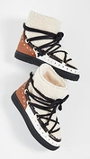 Inuikii Curly Rock Shearling Colorblock Snow Booties In Cream