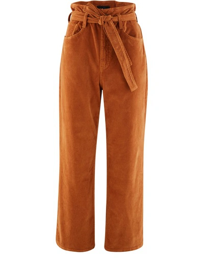 3x1 Kelly Paper Bag Cotton Velvet Pants In Orange