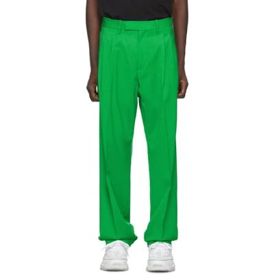Off-white Green Wool Classic Trousers In 4000 Grnno