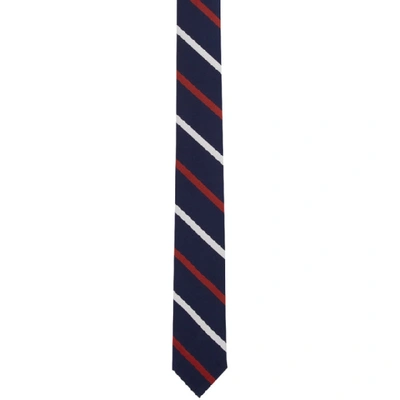 Thom Browne Classic Banker Stripe Necktie In Red & White & Blue