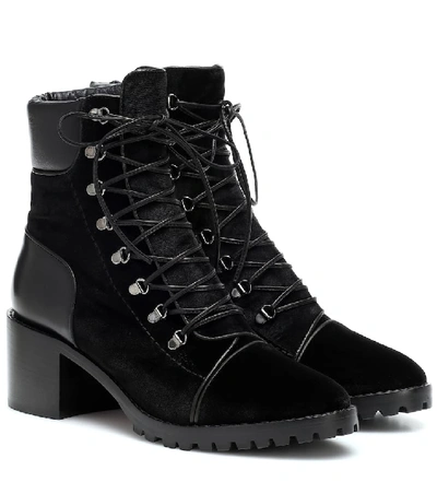 Alaïa Velvet Ankle Boots In Black