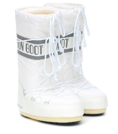 Moon Boot Womens Icon Nylon Knee-high Boots In Bianco Chiari E Naturali
