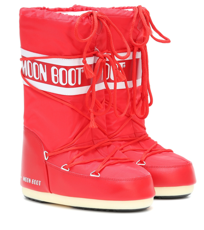 Moon Boot Classic Nylon Waterproof Snow Boots In Red