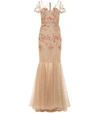 COSTARELLOS EMBELLISHED TULLE GOWN,P00408509