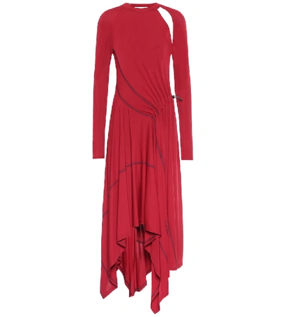 Monse Asymmetric Cutout Jersey Midi Dress In Red