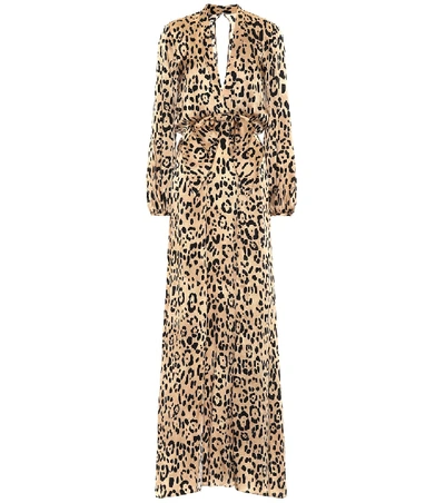 Temperley London Piera Bow-detailed Leopard-print Hammered Silk-satin Gown