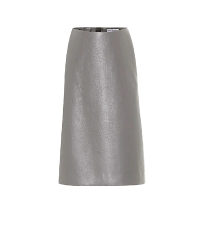 Balenciaga A-line Faux-leather Midi Skirt In Grey