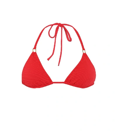 Melissa Odabash Cancun Stretch-piqué Triangle Bikini Top In Red