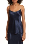 Vince Scalloped Silk Camisole In Coastal Blue