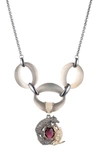 ALEXIS BITTAR PAVE FOX & HARE LUCITE LINK NECKLACE,AB93N022059