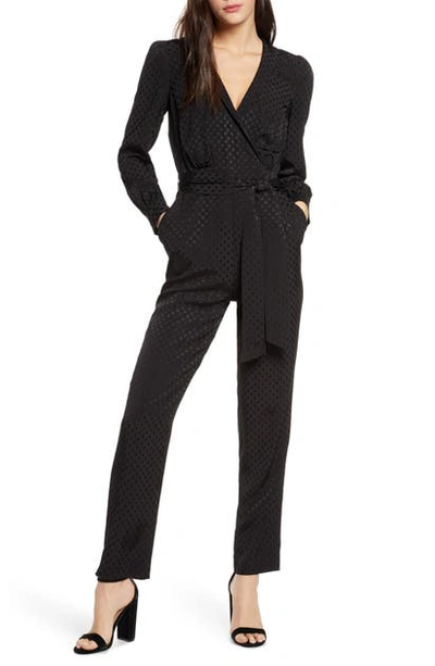 Ali & Jay Cocktail Party Dot Jacquard Jumpsuit In Black