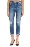 Mavi Jeans Cindy Ripped High Waist Crop Mom Jeans In Mid Ripped La Vintage