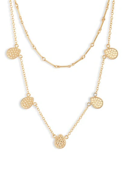 Anna Beck Ribbed Double Layer Necklace In Gold