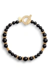 ANNA BECK BLACK ONYX BEADED BRACELET,BR10014-GBONX