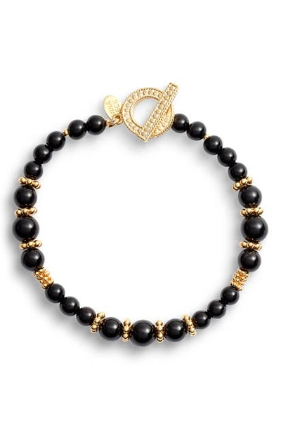 Anna Beck Black Onyx Beaded Bracelet In Gold/ Black