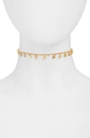 ANNA BECK RIBBED CHARM CHOKER NECKLACE,NK10036-GLD