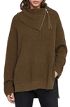 Allsaints Kadine Funnel Neck Sweater In Military Green