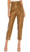 AMANDA UPRICHARD AMANDA UPRICHARD TESSI 人造革长裤 – 褐色皮革,AMAN-WP40