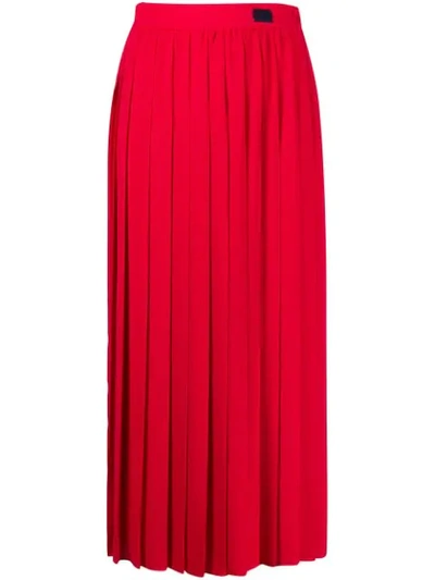 Be Blumarine High Waisted Pleated Skirt In Red