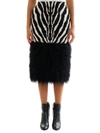 Saint Laurent Calf Hair And Faux Fur Skirt In Noir/blanc