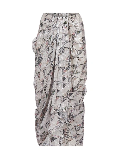 Isabel Marant Candelia Printed Lame' Midi Skirt In Ecru