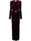 ALEXANDRE VAUTHIER PLUNGE NECK BELTED GOWN