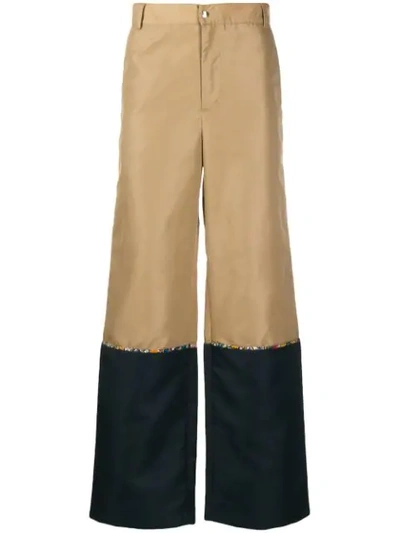 Paria Farzaneh Straight-leg Contrast Cuff Trousers In Brown