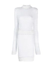 Balmain Pearl And Sequin Embellished Knitted Dress In White