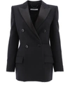 Givenchy Double-breasted Satin-trimmed Wool-blend Twill Blazer In Black