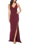 Dress The Population Womens Ruched Formal Evening Dress In Burgundy