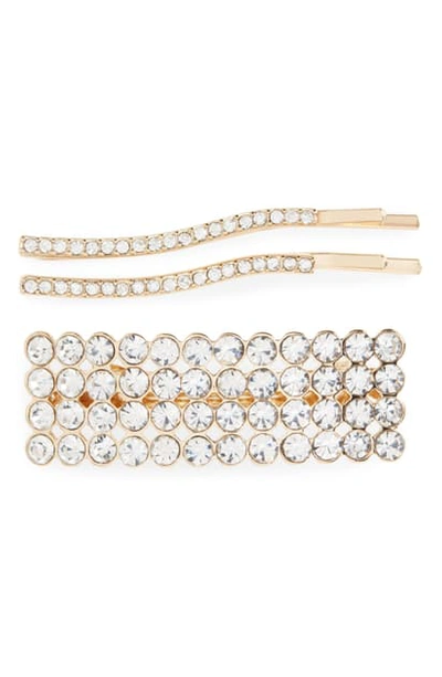 Something Navy Crystal 3-piece Hair Clip & Bobby Pin Set In Clear