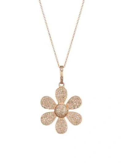 Nina Gilin 14k Rose Gold & Diamond Pave Flower Pendant Necklace