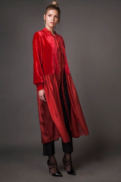 Aureliana Silk Velvet Blazer In Red