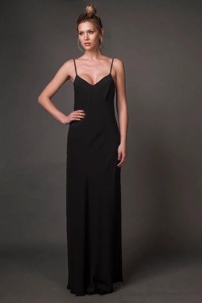 Aureliana Slip-dress In Crepe De Chine In Black