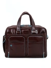 PIQUADRO BRUSHED LEATHER BROWN BRIEFCASE