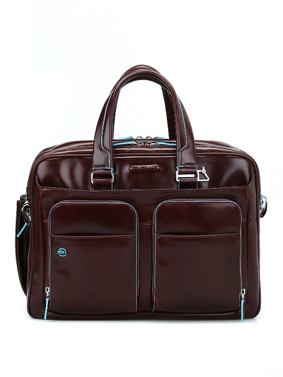 Piquadro Brushed Leather Brown Briefcase