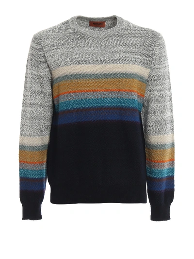 Missoni Cashmere Blend Chevron Patterned Sweater In Grey