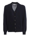 BRUNELLO CUCINELLI BLUE VIRGIN WOOL AND CASHMERE CARDIGAN