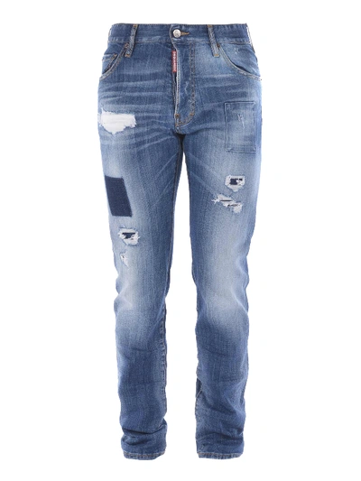 Dsquared2 Cool Guy Maple Leaf Patch Jeans In Light Wash