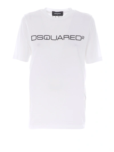 Dsquared2 Relief Logo Lettering T-shirt In White