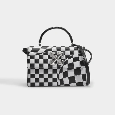 Off-white Check Jitney 1.4 Handbag In White And Black