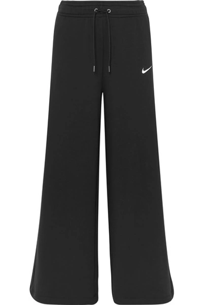 Nike Cotton-blend Jersey Wide-leg Track Pants In Black