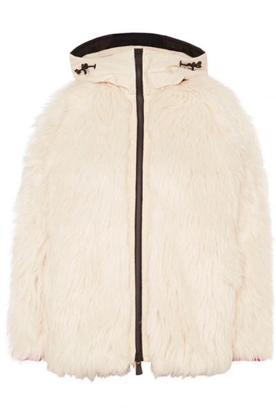 Moncler Oversized Hooded Shell-trimmed Faux Shearling Jacket In White